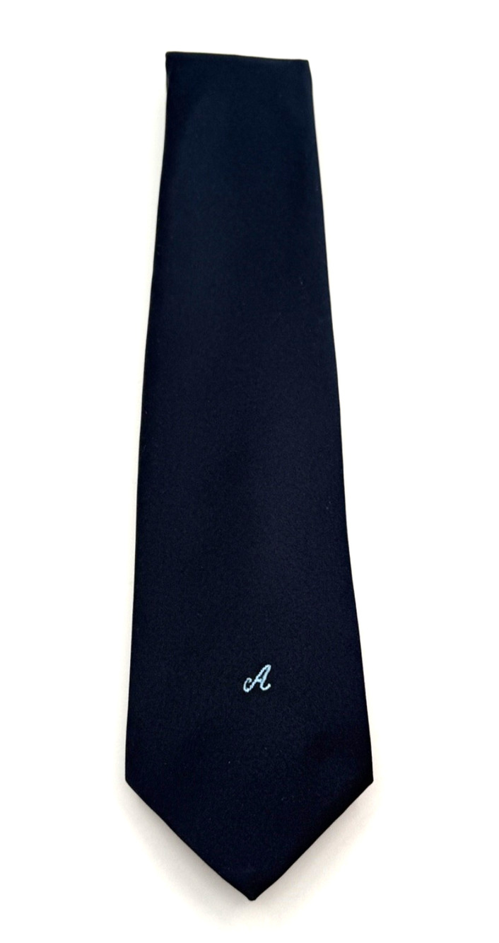 👔 Berkley Silk Tie Navy Blue Solid Monogram A Classic Mens Necktie Vintage